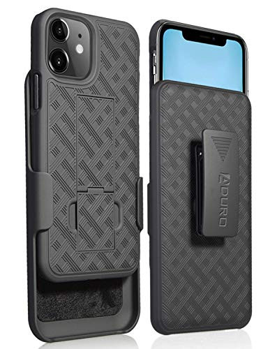 Aduro iPhone 11 (ONLY) Holster Case, Combo Shell & Holster Case - Super Slim Shell Case with Built-in Kickstand, Swivel Belt Clip Holster for Apple iPhone 11 (ONLY)