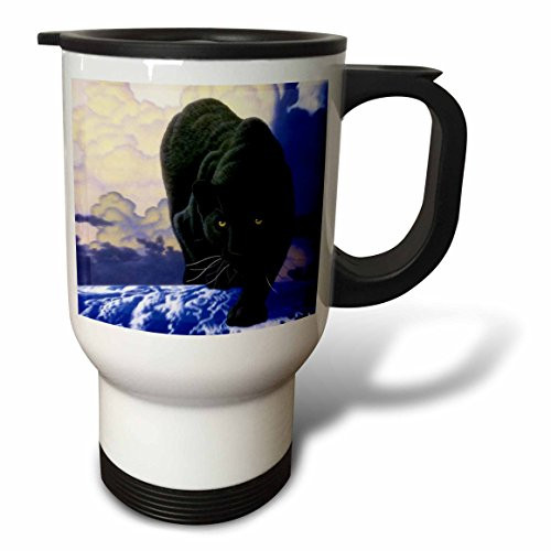 3dRose Black Panther Travel Mug, 14-Ounce, Stainless Steel