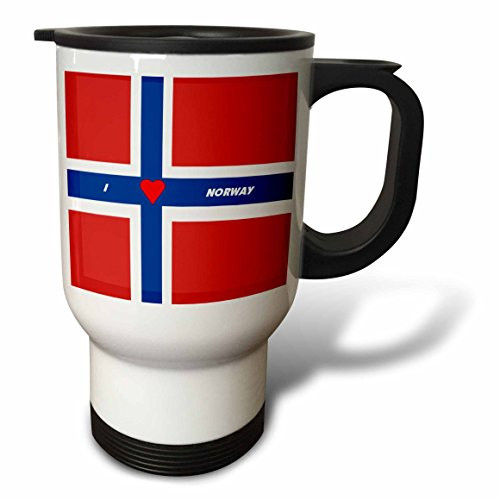 3dRose I Love Norway Travel Mug, 14-Ounce