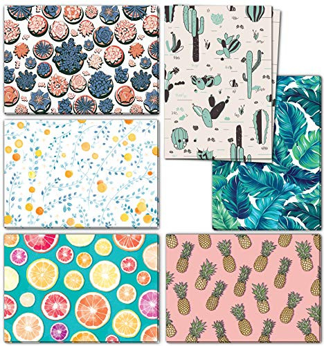 48 Blank Cards with Envelopes Bulk - Assorted Fruit All Occasion Greeting Cards - Includes Blank Note Cards, Envelopes, Stickers & Box - Perfect for Thank You Notecards, Birthday, Kids Stationary Set