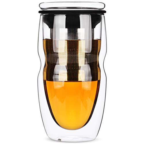 BTAT- Double Wall Glass Tea Cup With Stainless Steel Infuser, 500ml 16oz Glass, Tea Cup with Lid, Tea Infuser Cup, Tea Cup with Filter, Tea Cup with Infuser, Tea Gifts for Tea Lovers, Tea Infuser Mug BTAT- Double Wall Glass Tea Cup With Stainless Steel Infuser, 500ml 16oz Glass, Tea Cup with Lid, Tea Infuser Cup, Tea Cup with Filter, Tea Cup with Infuser, Tea Gifts for Tea Lovers, Tea Infuser Mug
