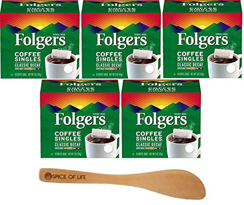 Folgers Classic Medium Roast Decaf Coffee, 19 Count Single Serve Coffee Packets (Pack of 5) - with Spice of Life Stirrer Folgers Classic Medium Roast Decaf Coffee, 19 Count Single Serve Coffee Packets (Pack of 5) - with Spice of Life Stirrer
