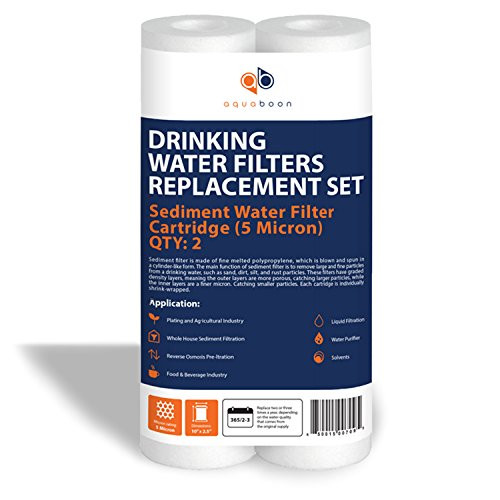 Aquaboon 2-Pack of 5 Micron 10" Sediment Water Filter Replacement Cartridge for Any Standard RO Unit | Whole House Sediment Filtration | Compatible with Dupont WFPFC5002, Pentek DGD Series, RFC
