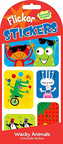Peaceable Kingdom Lenticular Sticker Wacky Animals Picture-Changing Flicker Sticker Pack