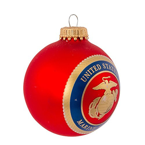 Kurt Adler Glass Marine Corps Logo Ball Ornament, 2 5/8-Inch