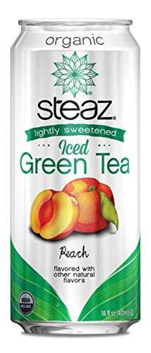 Steaz Organic Iced Green Tea with Peach, Lightly Sweetened, 16 OZ (Pack of 1)