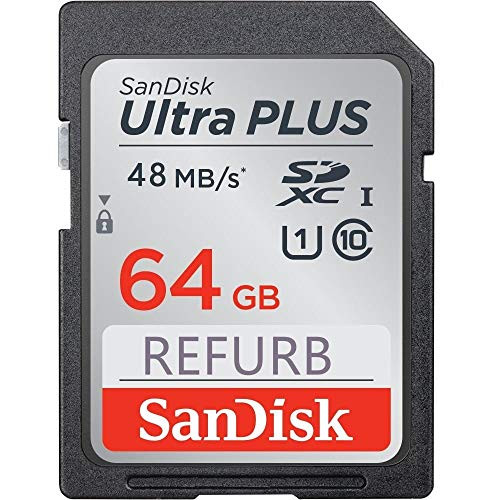 SanDisk ULTRA PLUS 64GB SDXC Card UHS-I Class 10 48MB/s SDSDUNC-064G (Renewed)