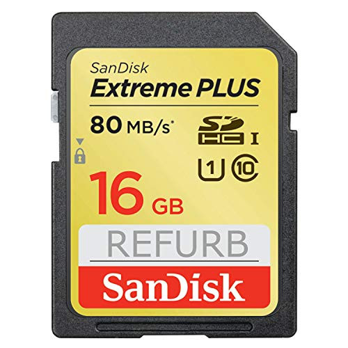 Sandisk Extreme Plus 16GB SDHC UHS-I 80MB/s Card SDSDXS-016G (Renewed)