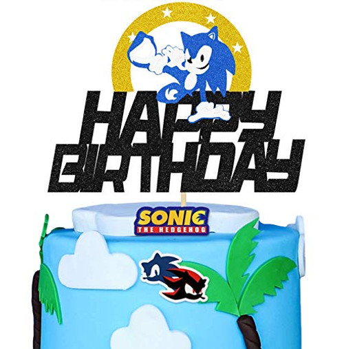 KAPOKKU Sonic Cake Decorations for Sonic the Hedgehog Cake Toppers Birthday Party Supplies Cupcake Topper Boys Decor