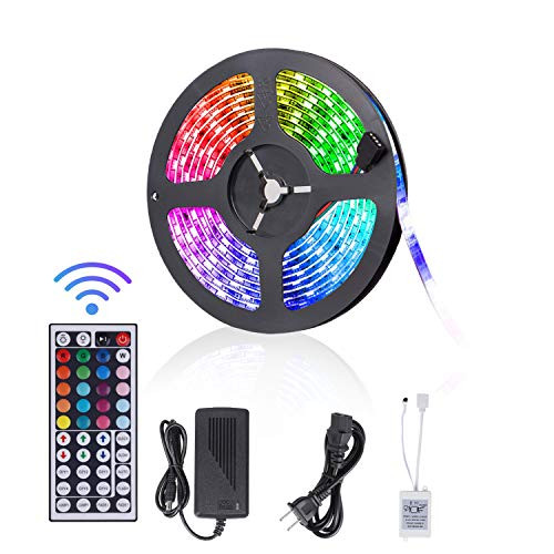 VEEKI LED Strip Lights,16.4ft/5m Waterproof Colorful Changing RGB SMD 5050 150leds LED Strip Light Kitwith 44-Keys IR Remote Controller & Power Supply for Home,Kitchen,Bed Room (16.4ft/5m) VEEKI LED Strip Lights,16.4ft/5m Waterproof Colorful Changing RGB SMD 5050 150leds LED Strip Light Kitwith 44-Keys IR Remote Controller & Power Supply for Home,Kitchen,Bed Room (16.4ft/5m)