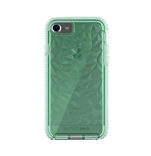 tech21 Evo Gem Drop Proof Protective Case for iPhone SE 2020 / iPhone 8 / iPhone 7 / iPhone 6 - Ultra Thin Clear Back, Anti-Scratch - Green - Bulk Packaging