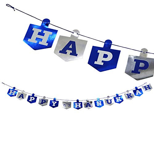 Happy Hanukkah Banner Chanukah Decorations, Dreidel Hanukkah Banner - 5 Feet in Length Happy Hanukkah Banner Chanukah Decorations, Dreidel Hanukkah Banner - 5 Feet in Length