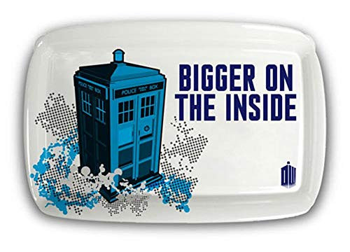 Doctor Who Tray - TARDIS Tea Serving Tray - Bigger On The Inside Slogan - 11.5" x 19"