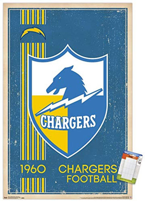 Trends International Poster Mount NFL Los Angeles Chargers - Retro Logo, 22.375" x 34", Poster & Mount Bundle