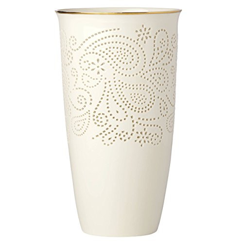 Lenox Pierced Paisley Medium 10" Vase, Ivory
