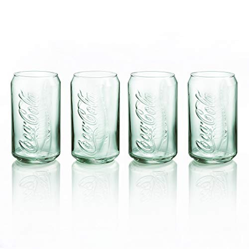 Luminarc Coca-Cola 12 Ounce Green Embossed Can Glass, Set of 4, Set, 1, Clear