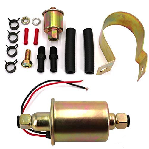 UTSAUTO E8012S Electric Fuel Pump 12V Low Pressure Inline Transfer Diesel Fuel Pump 5-9 PSI for Carburetor Engine E8012S FD0002 P60430, EP12S