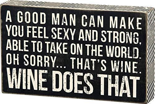 Primitives by Kathy Chevron Trimmed Box Sign, 10 x 6-Inches, Wine Does That