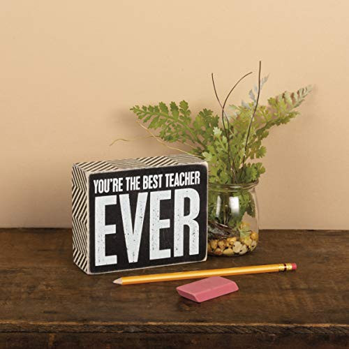 Primitives by Kathy Chevron Trimmed Box Sign, 5 x 4-Inches, Best Teacher Primitives by Kathy Chevron Trimmed Box Sign, 5 x 4-Inches, Best Teacher