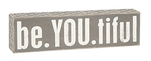 Primitives by Kathy Gray Lattice Trimmed Box Sign, 3 x 11-Inches, Be.You.Tiful