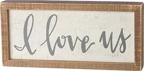 Primitives by Kathy 38506 Inset Hand-Lettered Box Sign, 12" x 5.5", I Love Us