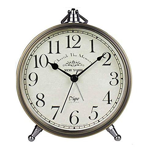 JUSTUP Golden Table Clock,Non-Ticking Retro Vintage Small Alarm Clock with Battery Operated Silent Quartz Movement HD Glass for Bedroom Living Room Indoor Decoration Kids (Arabic) JUSTUP Golden Table Clock,Non-Ticking Retro Vintage Small Alarm Clock with Battery Operated Silent Quartz Movement HD Glass for Bedroom Living Room Indoor Decoration Kids (Arabic)