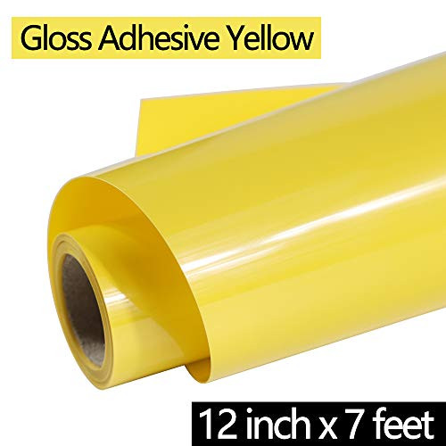 GYT Gloss Adhesive Heat Transfer Vinyl 12 Inch by 7 Feet PVC HTV Yellow Iron on Vinyl DIY Design Heat Press for T-Shirt (Yellow)