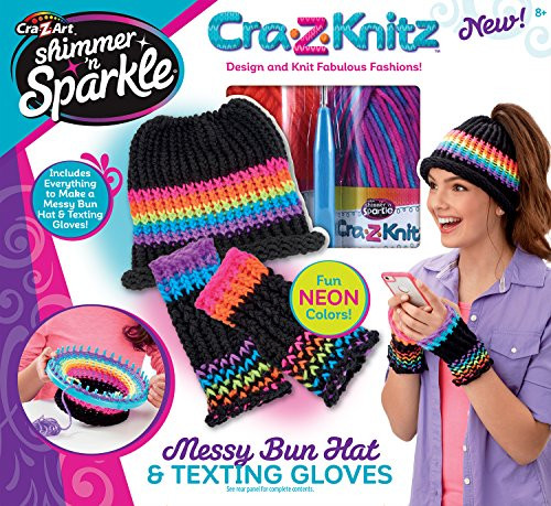 Cra-Z-Art CRA-Z-Knitz Messy Bun Hat & Texting Gloves Knitz Hat & Gloves