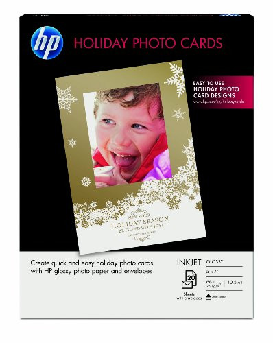 HP Holiday Photo Cards, 5x7, 20 Sheets With Envelopes (SD724A)