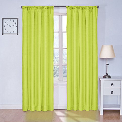 ECLIPSE Kendall Thermal Insulated Single Panel Rod Pocket Darkening Curtains for Living Room, 42" x 95", Lime ECLIPSE Kendall Thermal Insulated Single Panel Rod Pocket Darkening Curtains for Living Room, 42" x 95", Lime