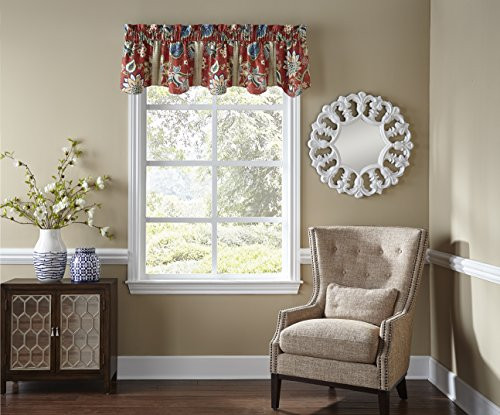 WAVERLY Kitchen Valances for Windows - Brighton Blossom 52" x 18" Short Curtain Valance Small Window Curtains Bathroom, Living Room and Kitchens, Gem