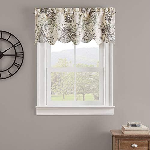 WAVERLY Kensington Bloom Short Valance Small Window Curtains Bathroom, Living Room and Kitchens, 52" x 18", Grey