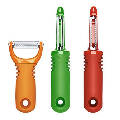 OXO Good Grips 3-Piece Peeler Set, 10-inch, Green/Orange/Red