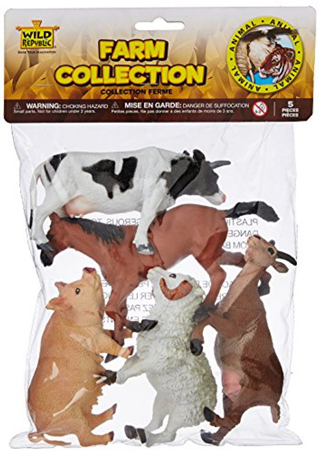 Wild Republic Farm Polybag, Pig, Horse, Cow, Sheep, Goat, 5 Piece Collection,Multi Wild Republic Farm Polybag, Pig, Horse, Cow, Sheep, Goat, 5 Piece Collection,Multi