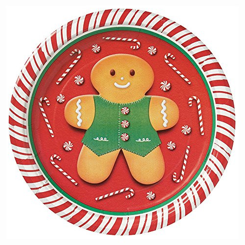 Gingerbread Man Christmas Dessert Plates, 8ct