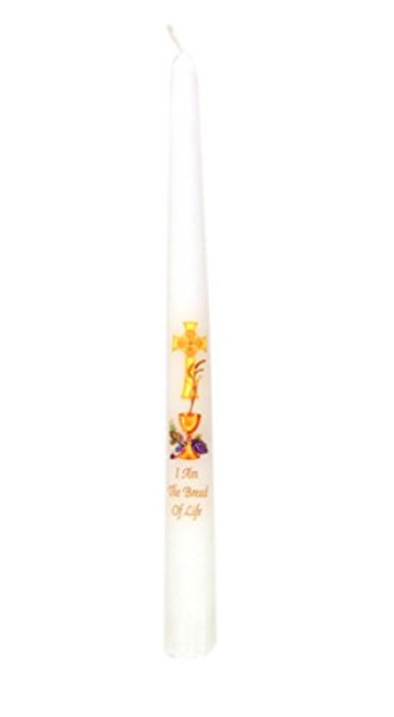 I am The Bread of Life First Communion Taper Candle, 10 Inch