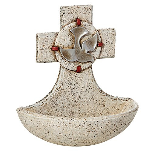 Catholic Confirmation Holy Spirit Resin Cross Holy Water Font, 5 Inch Catholic Confirmation Holy Spirit Resin Cross Holy Water Font, 5 Inch