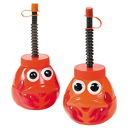 Fun Express - Molded Crab Party Cups for Birthday - Party Supplies - Drinkware - Sipper & Molded Cups - Birthday - 12 Pieces