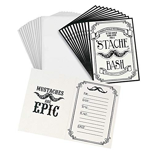 Fun Express Mustache Bache Party Invitation - 12 Pieces
