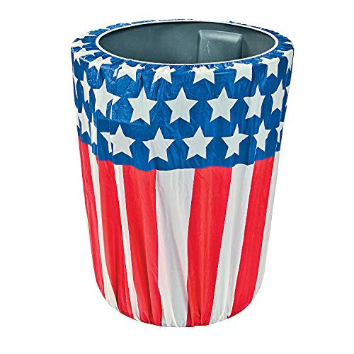 Fun Express - Stars And Stripes Trash Can Cover for Fourth of July - Party Decor - General Decor - Misc General Decor - Fourth of July - 1 Piece