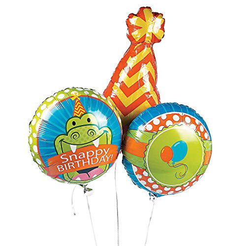 Fun Express - Alligator 1st Birthday Mylar Balloons(3 for Birthday - Party Decor - Balloons - Mylar Balloons - Birthday - 3 Pieces