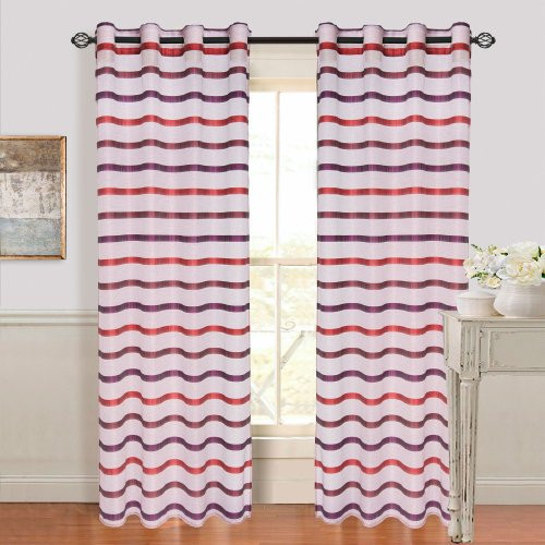 Lavish Home Arla Grommet Single Curtain Panel, 84-Inch, Wine/Red