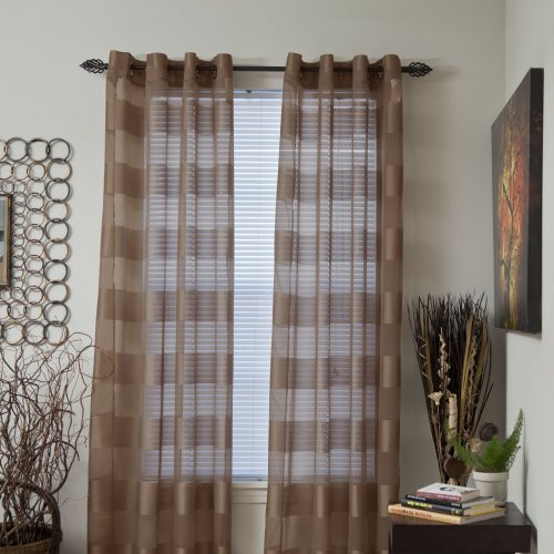 Lavish Home Sofia Grommet Single Curtain Panel, 84-Inch, Coffee