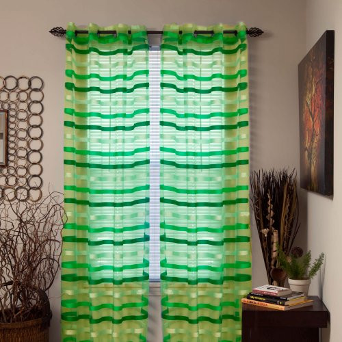 Lavish Home Sonya Grommet Single Curtain Panel, 95-Inch, Green