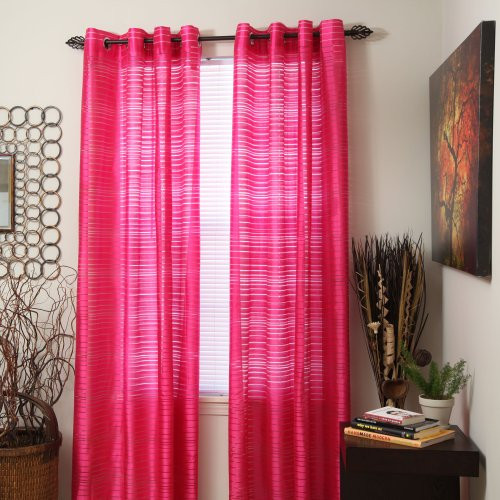Bedford Home Maggie Grommet Single Curtain Panel, 108-Inch, Fuchsia
