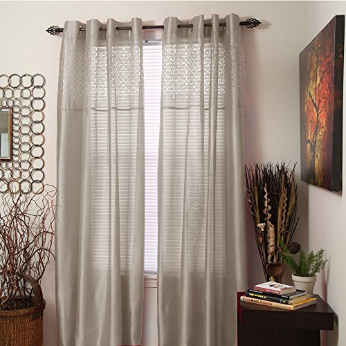 Lavish Home Monica Grommet Curtain Panel, 84-Inch, Beige