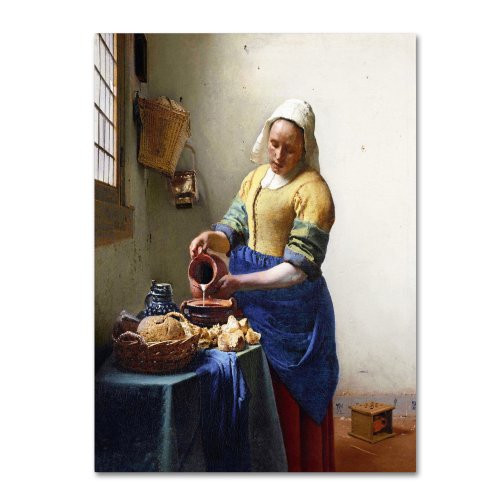 The Milkmaid 1658-60 Artwork by Jan Vermeer, 14 by 19-Inch Canvas Wall Art