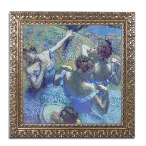 Blue Dancers 1899 Canvas Art by Edgar Degas, 11 by 11-Inch, Gold Ornate Frame