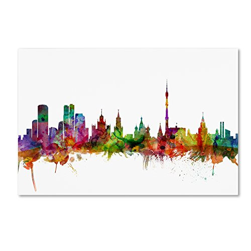 Moscow Russia Skyline by Michael Tompsett, 12x19-Inch Canvas Wall Art