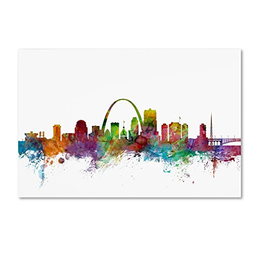 St. Louis Missouri Skyline by Michael Tompsett, 12x19-Inch Canvas Wall Art